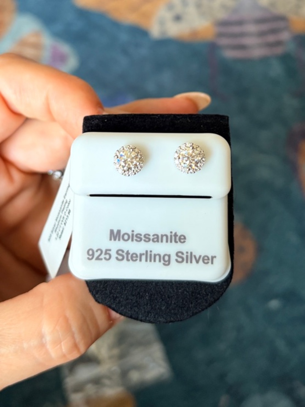 Moissanite 925 Sterling Silver Stud Earrings - White